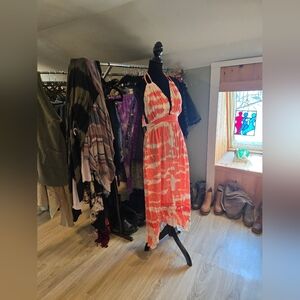 VENUS Vibrant Orange High Low Dress